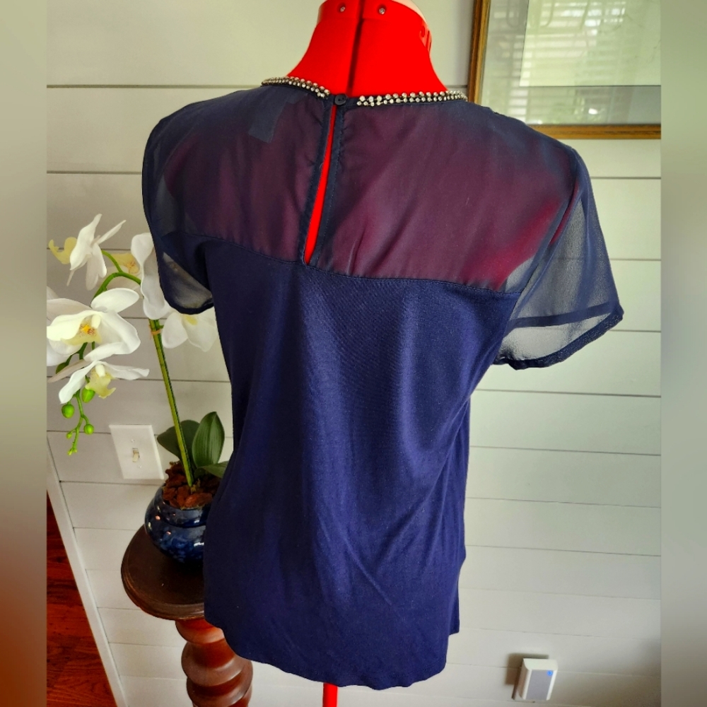 H&M Navy Top With Rinestones - Picture 2 of 7